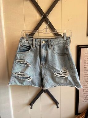 Billabong Light Blue Distressed Denim Shorts